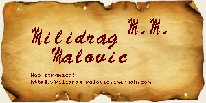 Milidrag Malović vizit kartica